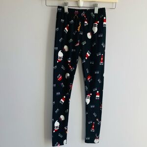 NWOT Girls Leggings Black Christmas Santa Cat Design Stretch Comfortable L/XL